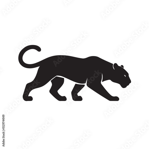 Stealthy Panther Silhouette Walking in a Low, Cautious Stance