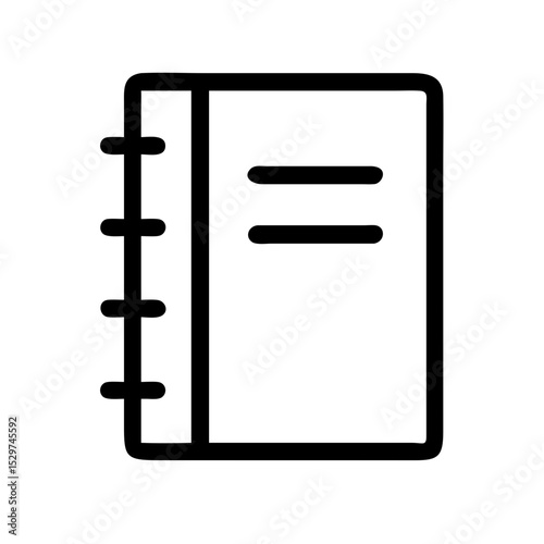 Spiral notebook icon for app design. Simple notebook icon with lines for notes and reminders. Clean notebook icon perfect for website interface, mobile app, and user interface.