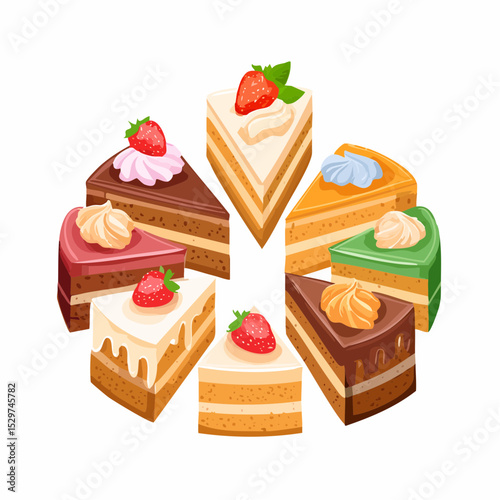 Assorted Delicious Cake Slices A Colorful Collection of Sweet Treats