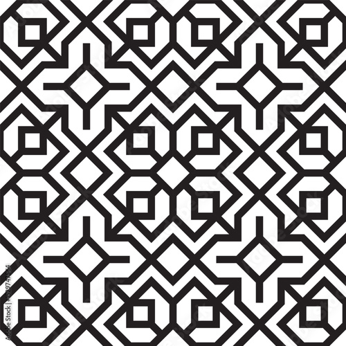 Seamless Modern Black and White Geometric Square Line Pattern Background