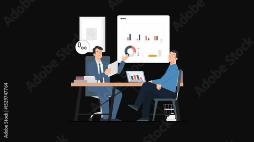 High Quality Premium 4K 2D Cartoon Animation for Business Strategic Consulting and International Business Cooperation with Transparent Background for Corporate and Marketing Use