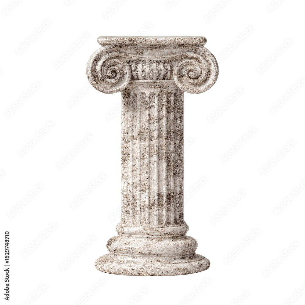 Fototapeta premium Antique Ionic Column, Distressed White Stone