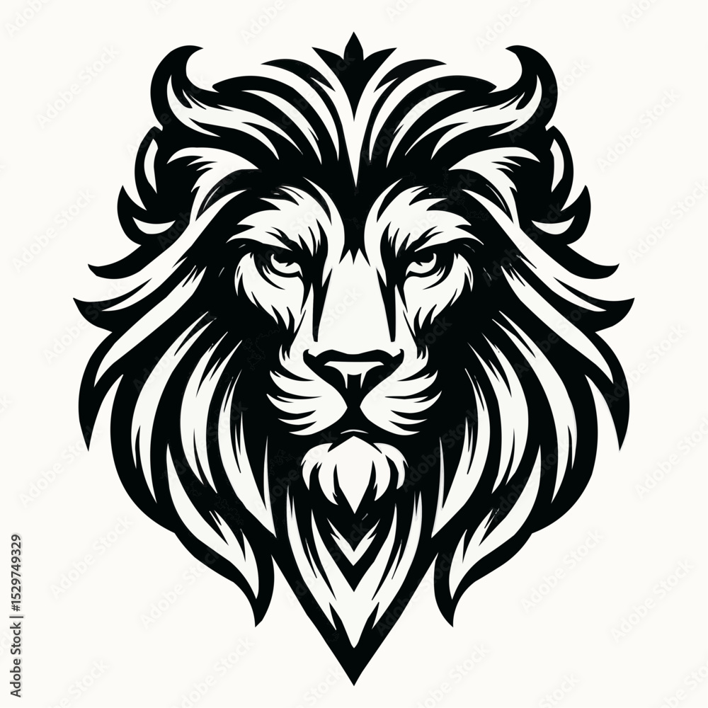 Fototapeta premium Powerful tribal lion head vector illustration perfect for a wild animal tattoo or mascot design