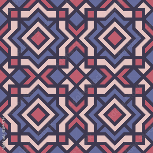 Geometric Style Detailed Abstract Pattern Design with Decorative Square Diamond Shape