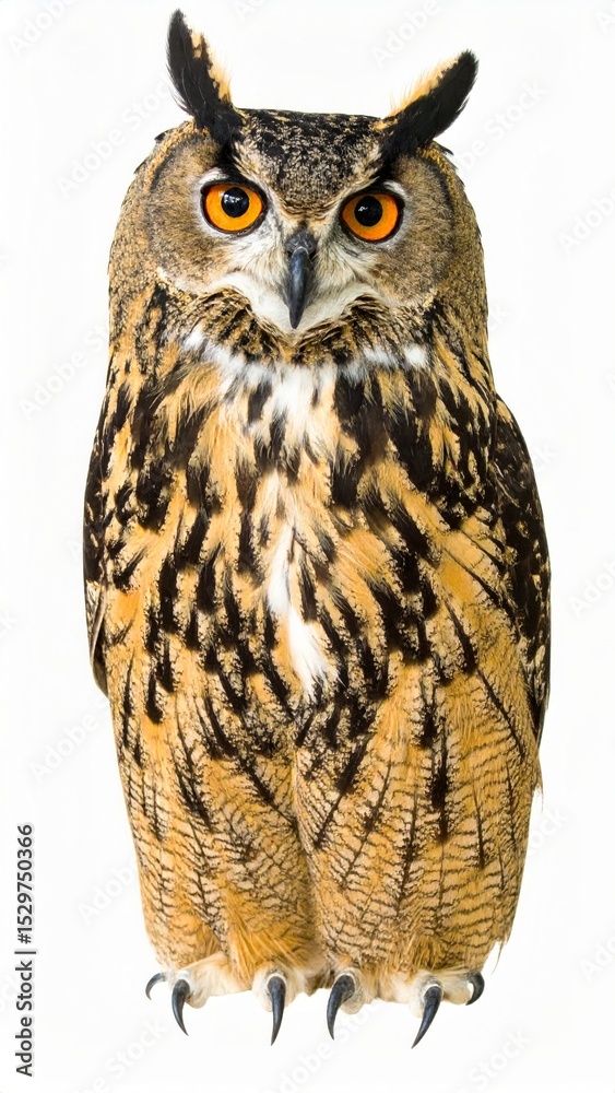 Obraz premium Owl sitting on white background, no shadow