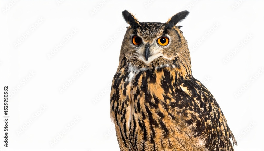 Fototapeta premium Owl sitting on white background, no shadow