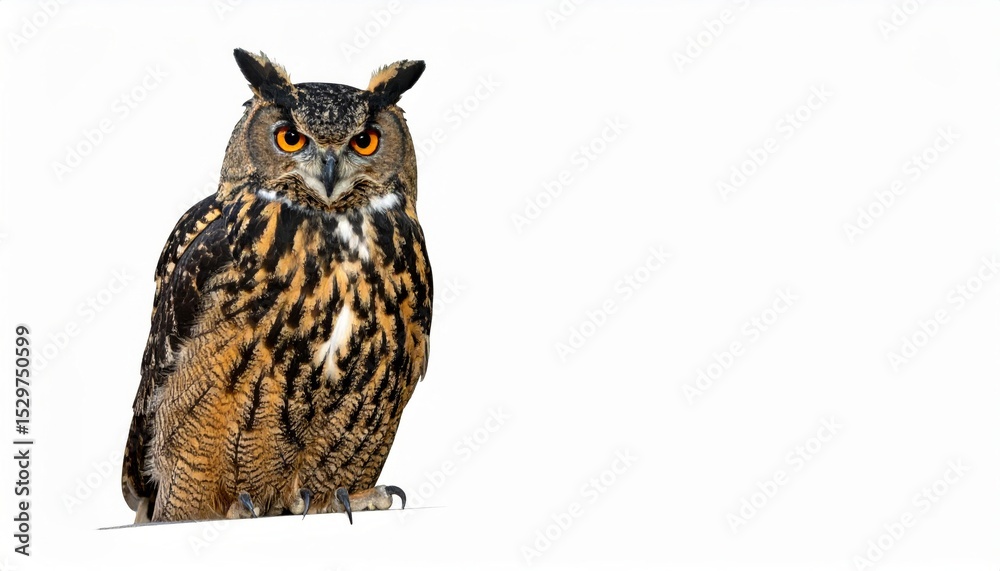 Naklejka premium Owl sitting on white background, no shadow