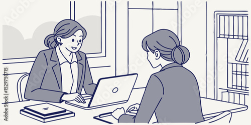 Businesswomen in Meeting at Desk