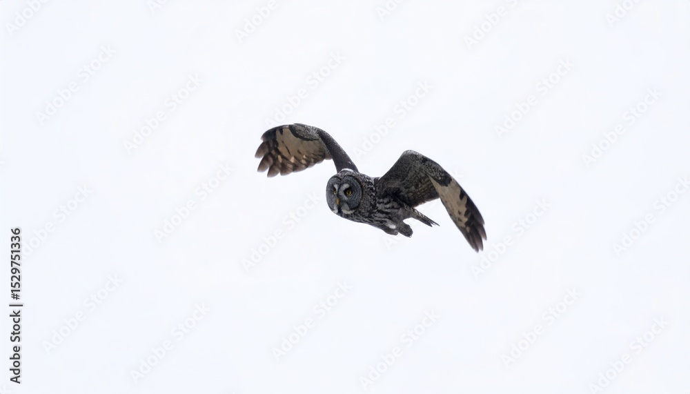 Obraz premium Owl flying over white background, no shadow