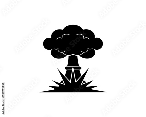 creative details Outline silhouette mushroom cloud nuclear explosion icon vector