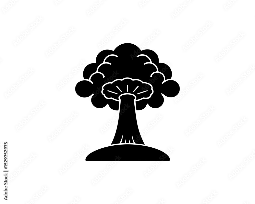 creative details Outline silhouette mushroom cloud nuclear explosion icon vector creative details Outline silhouette mushroom cloud nuclear explosion icon vector
