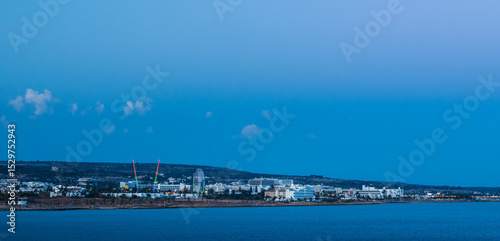 Panoramic view to city Ayia Napa on Cyprus island at night