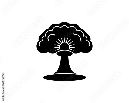 creative details Outline silhouette mushroom cloud nuclear explosion icon vector