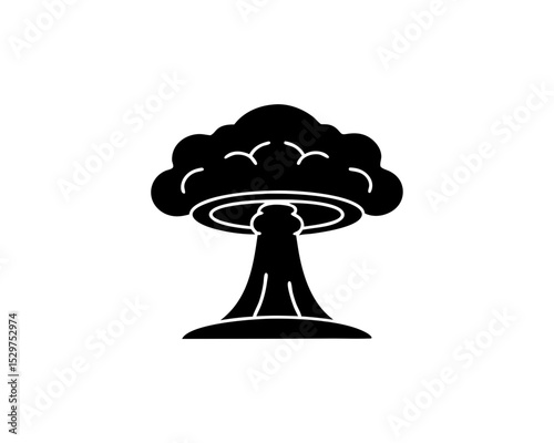 creative details Outline silhouette mushroom cloud nuclear explosion icon vector