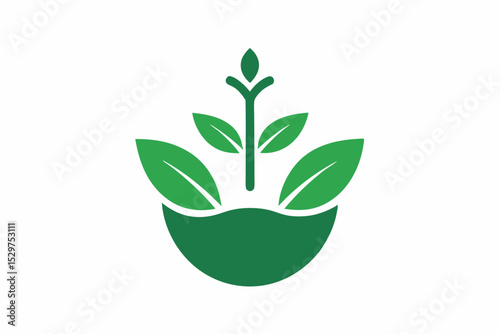 Minimalist Herbal Silhouette Logo Icon – Vector Design

