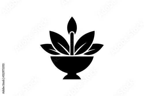 Minimalist Herbal Silhouette Logo Icon – Vector Design

