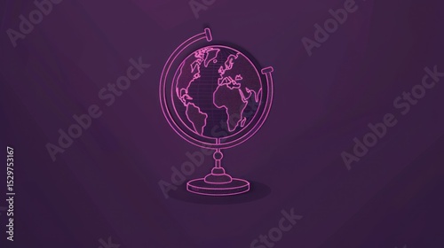 Simple, outlined globe on a stand