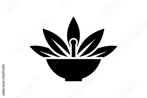 Minimalist Herbal Silhouette Logo Icon – Vector Design

