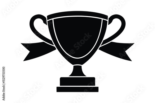 Trophy with ribbon silhouette icon