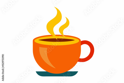 Vibrant Coffee Cup Icon with Steam – Cozy and Energetic Morning Vibes

