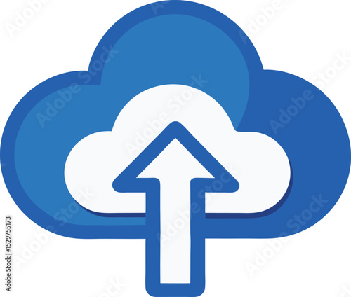 Cloud Upload Icon Clipart Blue And White Clipart User Interface UI Icon Vector Illustration