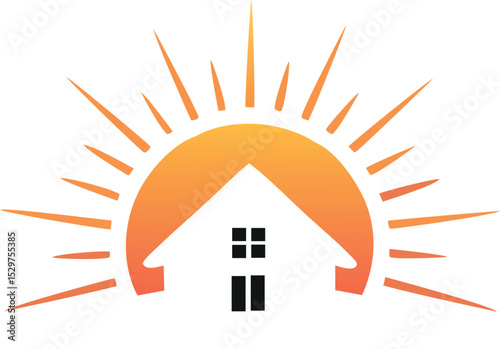 House and Sun Property Logo Vector art, icons, and graphics