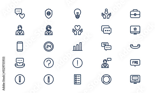 Help and support icon representing assistance, customer service, and guidance in outline style