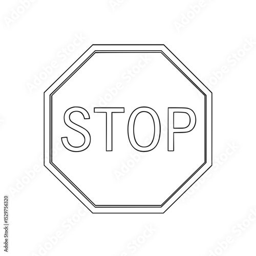 Stop sign in simple outline style on white background  