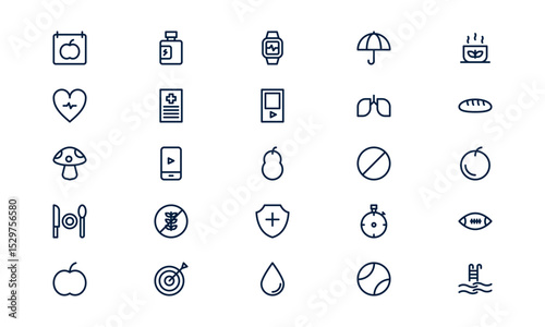 Healthy lifestyle icon representing wellness, fitness, and balanced living in outline style