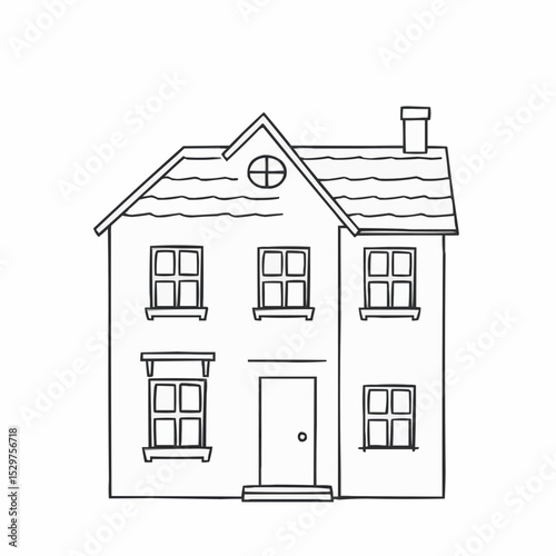 Children's drawing of a two-story house.