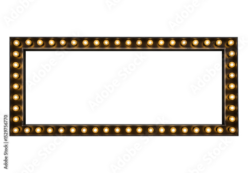 Marquee Light Frame Blank Rectangular Stage Border with Illuminated Bulbs for Design Elements