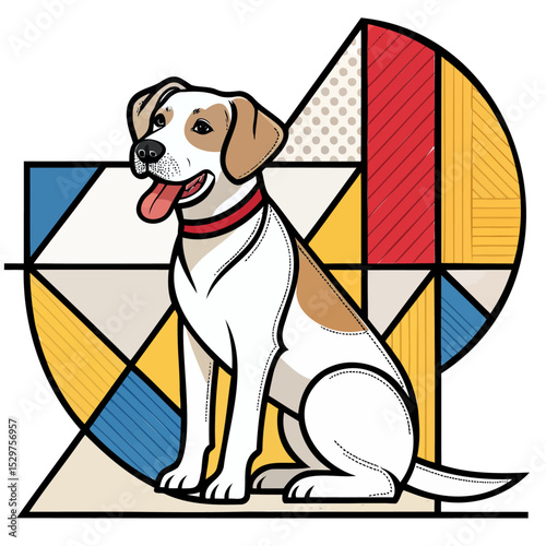 Playful Pup: Modern Abstract Dog Illustration