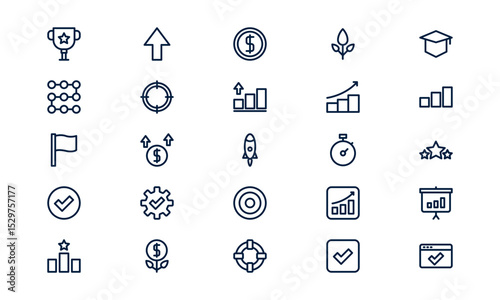 Growth icon representing progress, development, and business success in outline style