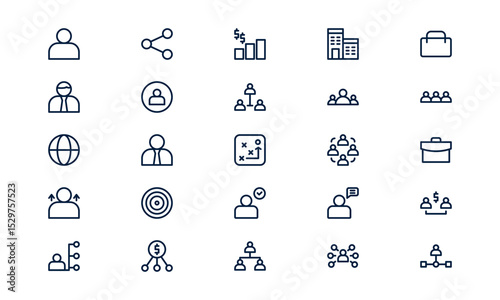 Business people icon representing teamwork, corporate professionals, and office collaboration in outline style