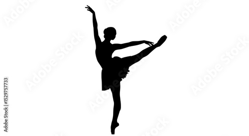 Ballerina Silhouette Pose - Graceful Dance Vector Art
