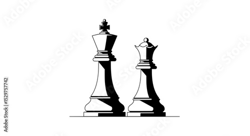 Chess Pieces Duel - Strategic Intelligence Symbol Vector
