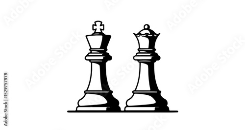 Chess Kings Line Art - Strategy and Power Symbol Illustration

