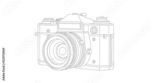 Retro Camera Sketch - Vintage Photography Line Art
