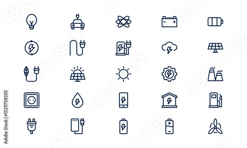 Energy saving icon representing eco-friendly power usage and sustainable electricity in outline style