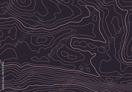 Topographic map background with altitude lines. Abstract terrain topography with elevation levels of the relief