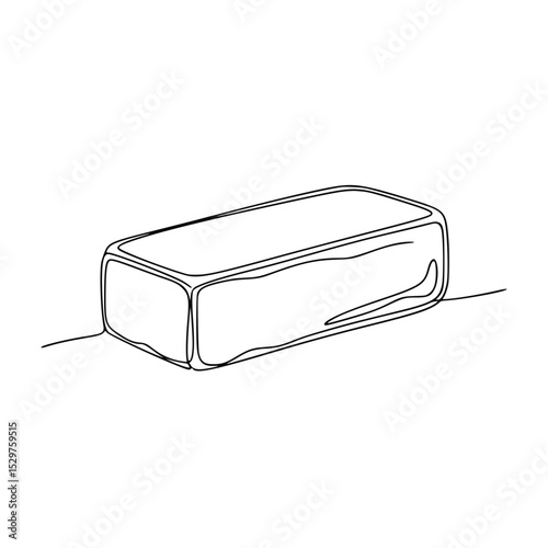 Minimalist outline of a soap bar on a flat surface  