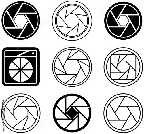 Camera Shutter Aperture Icon Set - Photography Vector Graphics