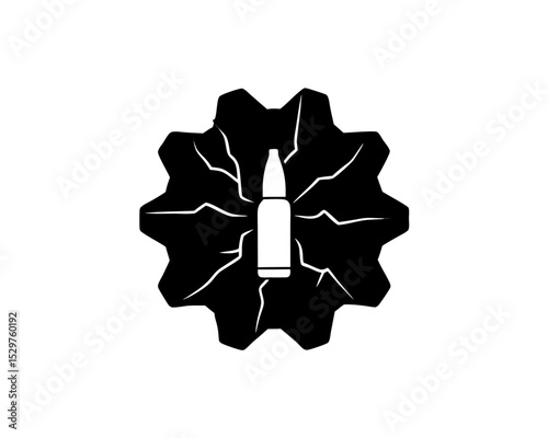 creative details Outline silhouette Cracked Wall Bullet Broken Hole icon vector