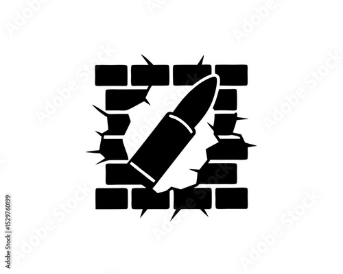 creative details Outline silhouette Cracked Wall Bullet Broken Hole icon vector