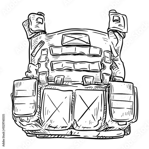 Hand-drawn illustration of a bulletproof vest