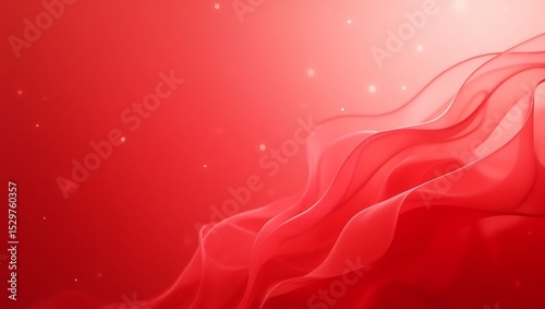 A soft red abstract background with translucent flowing shape. Generative Ai.