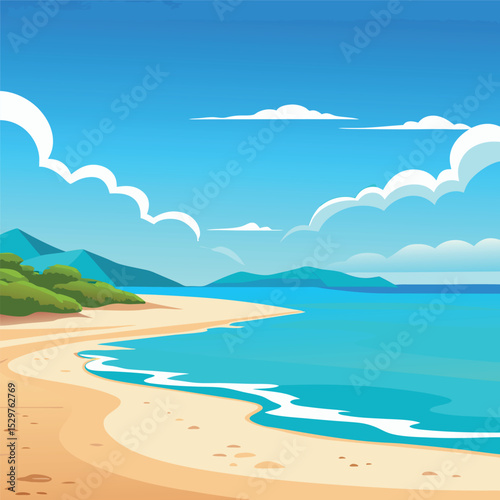  Top view of the ocean beach with soft waves summer landscape flat landscape