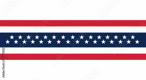 High-quality image of a horizontal banner with red top and bottom stripes, and a wider dark blue middle stripe featuring 25 evenly spaced white five-pointed stars, perfect for vector use.