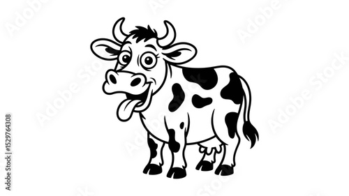 Cartoon Cow Character with Big Eyes and a Playful Expression