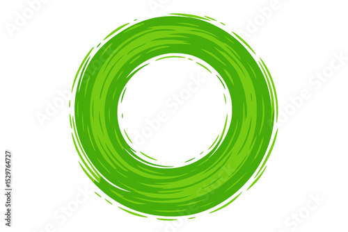 Green zen enso circle. Round brush stroke frame. Abstract vector design element. Modern eco-friendly symbol for yoga, meditation, nature, and organic concepts. Paint swirl logo.